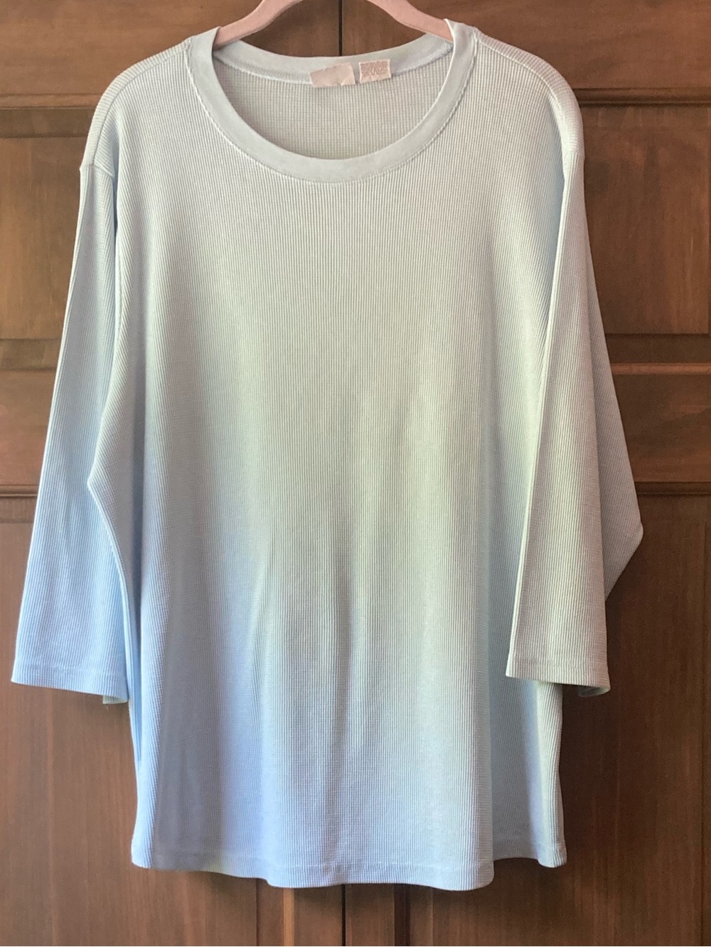 5/$15 Fiorlini International Light Blue Waffle-Knit LS Top 22W